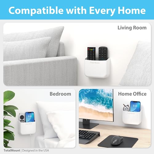 TotalMount Hole-Free Remote Holder – Eliminates Need to Drill Holes in Your Wall (for 2 or 3 Remote Controls – White – Quantity 1) - color: White