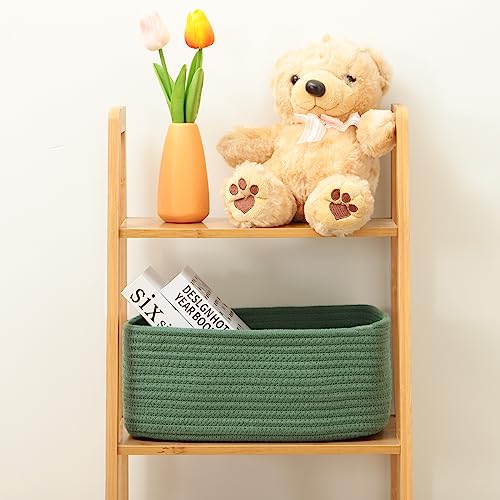 MiniArk Small Storage Baskets for Organizing | Closet Organizer Bins | Shelf Toy Basket | Woven Rope Baskets | Cube Decorative Box | Shallow Basket | 11.5x7.5x4.7” | 3 Packs Green - color: Green, size: 3pcs-L11.5xW7.5xH4.7"