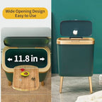 Procade Trash Can with Lid,Small Bathroom Garbage Can with Lid, Plastic Trash Can with Push Button,Narrow Waste Basket for Bedroom,Living Room, Toilet,Office,Kitchen,4 Gal-Gold Edge - color: Green