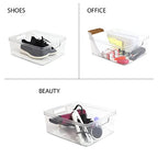 Isaac Jacobs 2-Pack Large Clear Storage Bins (11.5” L x 14” W x 5.5” H) w/Cutout Handles, Plastic Organizer for Home, Office, Kitchen, Fridge/Freezer, Bathroom, BPA Free, Food Safe (Large) - size: Large