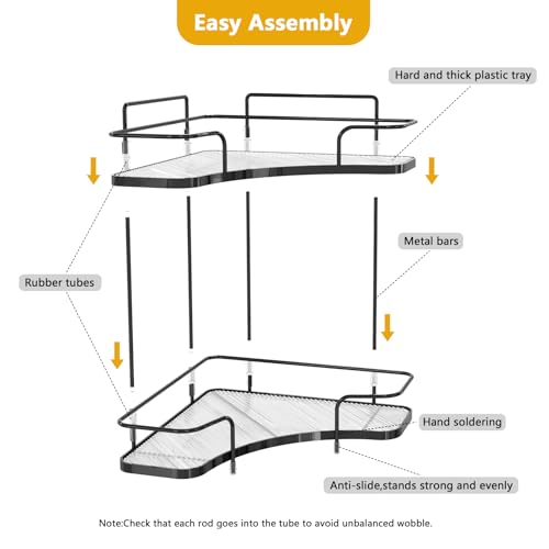 FOLLOWIN 2 Tier Bathroom Countertop Corner Organizer, Countertop Perfume Tray, Vanity Counter Shelf, Skincare Makeup Cosmetic Vanity Organizers, Elegant Black - color: Black