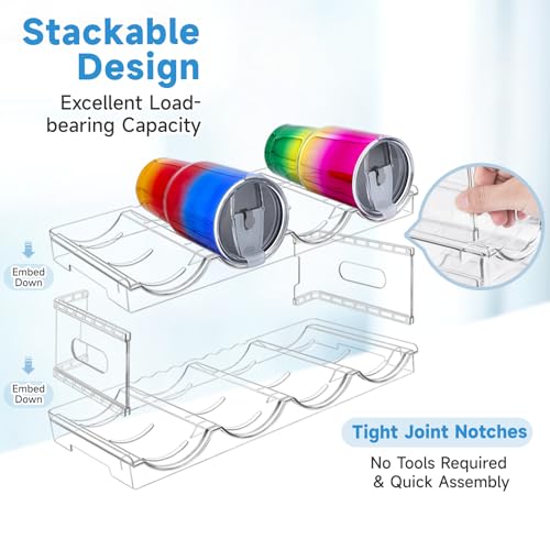 Amaoot Large Compartment Water Bottle Organizer,2 Tier Stackable Water Bottle Rack for Cabinet,Tumbler Storage Organizer for Kitchen,Fridge,Cabinet Organization and Storage - size: 8 bottle
