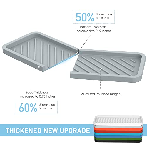 EG-SIPRO Kitchen Sink Organizer Tray,Sponge Holder for Kitchen Sink Bathroom Counter Tray Sponge Caddy Silicone Soap Holder for Soap dispenser, Bottle, Dishwashing Accessories(2-pack) - color: Grgr, size: 12×4.8inch