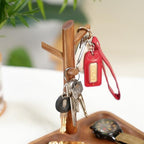 Wooden Key Holder with Tray, Tree Shaped Key Stand & Key Tray for Entryway Table, Rustic Home Organizer for Keys Jewelry