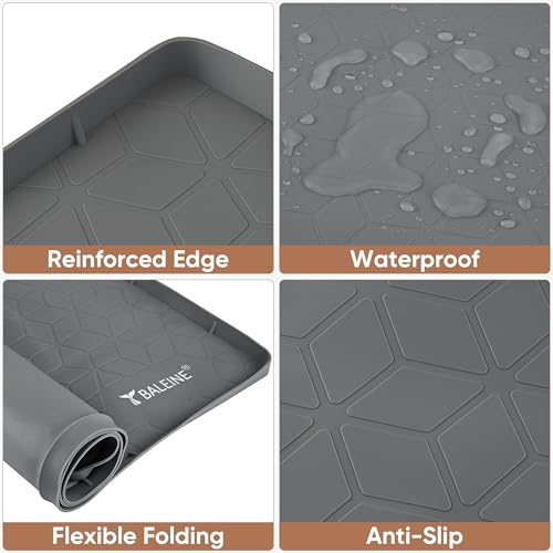 BALEINE 34''×22'' Under Sink Mat, Waterproof Food Grade Silicone Undersink Mat, Cabinet Shelf Drip Tray, Under Sink Liner for Kitchen, Bathroom (Charcoal) - color: Charcoal