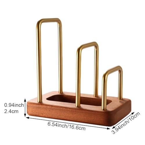 Chopping Board Rack with Wood Base Multi Layer Lid Holder Baking Pan Storage Organiser Cabinet Accessory for Home Kitchen - size: 16.6*10*15.8cm