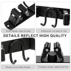 Broom Holder Wall Mount, Stainless Steel Mop Hanger with 4 Slots 6 Hooks, Tool Storage Wall Organizer for Kitchen Garden Garage Laundry Room Bathroom and RV, Black 1-Pack - color: Black-1 Pack