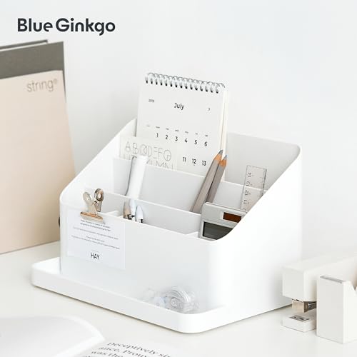 BLUE GINKGO Desk Organizer – Korean-Made Office Storage for Pens, Notes, Mail, and Supplies (Prussian Blue) - color: PRUSSIAN BLUE, size: ORGANIZER
