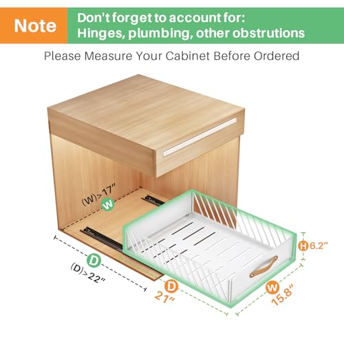 Pull out Cabinet Organizer,Heavy Duty Slide out Pantry Shelves Drawer Storage with Adhesive Nano Film,Sliding Mesh Cabinet Basket with Handle for Kitchen, Bathroom, Home, 15.8"W X 21"D X 6.2"H,White - color: White, size: 15.8"Wide-21"Deep (1Pack)