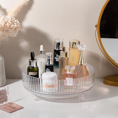 Anyoifax 360 Rotating Makeup Organizer Perfume Tray Skincare Holder Spinning Cosmetic Storage Bathroom Countertop Organizer Lazy Susan Turntable for Dresser, Vanity, Kitchen, Large Clear - color: Clear, size: 11"