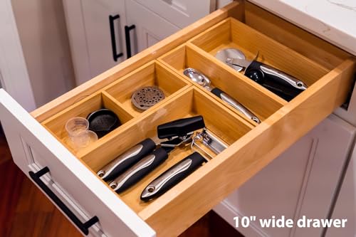 Umilife Drawer Organizer Storage Boxes, 2.5" High Bamboo Drawer Dividers, 5 Rearrangeable Bins for Kitchen, Office Desktop, Clothing, Makeup, vanity, Jewelry - size: 15 x 13 x 2.5" (5 Boxes)