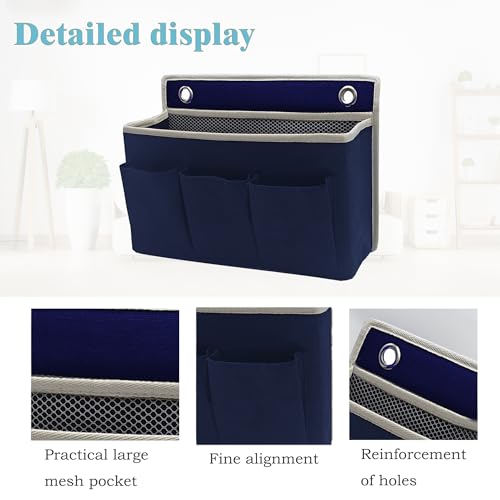 2-Pack Wall Hanging Organizer Bag/Hanging Baskets with Large Mesh Compartment & 3 Pockets，Over the Door Hanging Organizer Space Saving Storage for Bedroom,RV Camper, Closet (Navy Blue -2 Pack) - color: Navy Blue -2 Pack