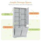 Merax Cabinet with Tilt-Out Laundry Hamper Basket, Tall Bathroom Storage Organizer Linen with Open Shelf for Home, Freestanding, Gray - color: Grey