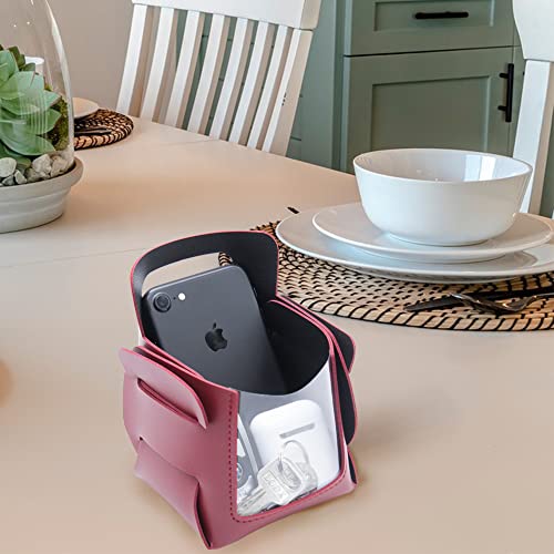 Valet Tray, Key Bowl for Entryway Table with Transparent Window, Small Decorative Holder Basket for Keys, Watches, Coins, Catchall Storage Organizer for Nightstand, Dresser, Red/Black - color: Red