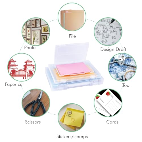 8 Pack Paper Storage Boxes, 8.5 x 11 Plastic Portable Project Case for US letter Size and A4 paper, Plastic Multi-Purpose Thick Scrapbook Storage Box for Office,Craft or Art Supplies - size: 13.9"L x10.6"w x1.6"H+12.5"L x9.5"W x 1"H