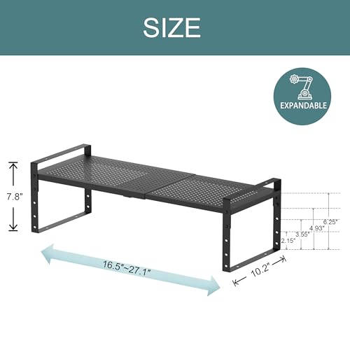 Expandable Shoe Rack Heavy-Duty Closet Organizer Adjustable Shelf Stackable Metal Framework for Entryway, Garage,RV,Pantry,Cabinet(Large,1 Pack/Black) - color: Black/1 Pack, size: LARGE:10.24"D x 16.54"W x 7.88"H