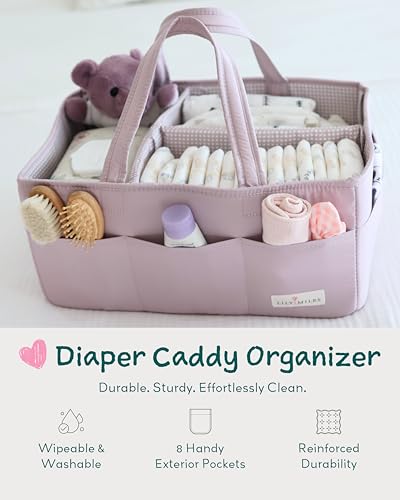 Lily Miles Baby Diaper Caddy Organizer, Wipeable Diaper Organizer Basket with 8 Pockets for Newborn Essentials, Baby Shower Gifts, Nursery Tote Bag for Changing Table or Car (Rosy Lilac, Large) - color: Rosy Lilac, size: Large