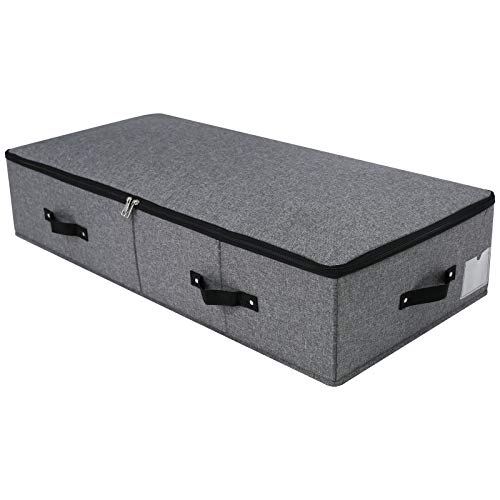 Under Bed Storage Bins with Lids, Closet Organizers, Foldable Under-bed Storage Baskets for Sheets, Clothes, Quilts, Sweaters, Wrapping Paper, 35x16.5x7inch, Black Gray, 1PCS - color: Black Gray, 1PCS, size: 35x16.5x7inch