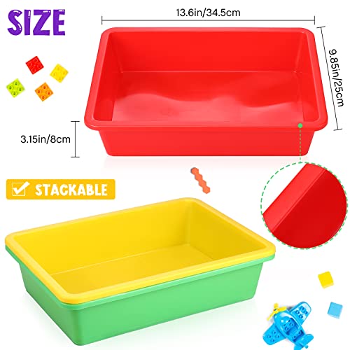 Hoteam 10 Pcs Flat Storage Organizer Tray Bin Paper Tray for Classroom Plastic Stackable File Organizer for School Office Teacher Book Organization(Multicolor,13.78 x 9.84 x 3.15 Inch) - color: Multicolor, size: 13.78 x 9.84 x 3.15 Inch