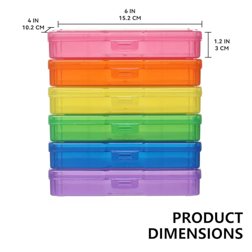 novelinks 6 Pack 4”x6” Photo Storage Boxes – Multi-Colored Plastic Organizer Cases with Lids – Picture Storage Containers for Photos, Crafts, Cards & Scrapbooking (Color 1Pack) - color: Multi-colored