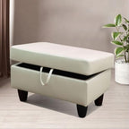 Ottoman Storage Ottoman Bench Faux Leather Footrest Footstool with Hinged Lid for Living Room, Bedroom, Entryway, Pearl White, 28.5"X19"X17.5" - color: Pearl White