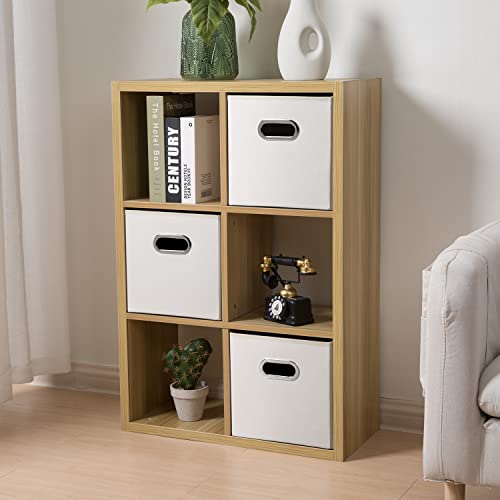 PRANDOM Leather Foldable Cube Storage Bins 11x11 inch [4-Pack] Fabric Storage Baskets Cubes Drawer with Cotton Handles Organizer for Shelves Nursery Closet Bedroom Clothes White - color: White, size: 11x11 in(4-Pack)