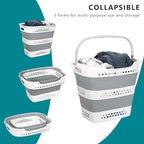 Large Collapsible Laundry Baskets for Dirty Clothes, Plastic Laundry Hamper for Dorm Bedroom Blankets, 43L Foldable Clothes Hamper for Laundry, Space Saving Pop-Up Storage Container/Organizer