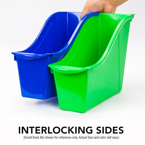 Storex Large Book Bin, Interlocking Plastic Organizer for Home, Office and Classroom, Teal, 6-Pack (71120U06C) - color: Teal, size: 6-Pack