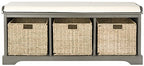 Safavieh American Homes Collection Lonan Grey and White Wicker Storage Bench - color: Grey