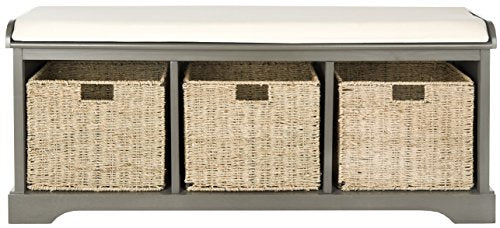 Safavieh American Homes Collection Lonan Grey and White Wicker Storage Bench - color: Grey