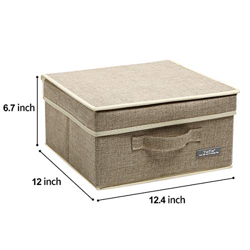 YueYue Small 4 Pack Fabric Stroage Box with Lids, Linen Foldable Stroage Box with lids 4 Color Set 12.4in/12in/6.7in - color: 4 color, size: 12.4in/12in/6.7in