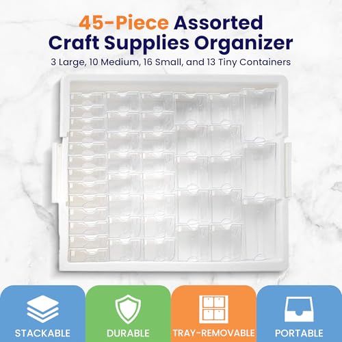 Darice Elizabeth Ward 45 Piece Assorted Portable Diamond Painting Storage and Bead Organizer with 42 Variable Sized Containers - style: 45-Piece