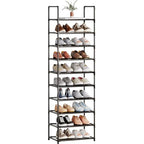 10-Tier Tall Shoe Rack for Closet, Entryway, Adjustable Sturdy Durable Shoe Shelf,Narrow Shoe Stand Organizer (18" W×10" D×72.8" H,Black) - size: 10-Tier-Black(18" W×10" D×72.8" H)