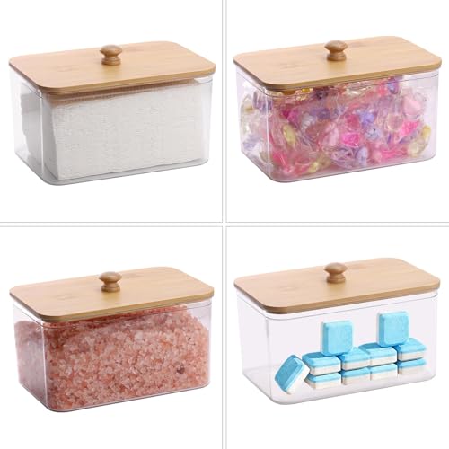 Tbestmax Acrylic Dryer Sheet Holder Container for Laundry Room Dryer Sheet Dispenser with Bamboo Lid