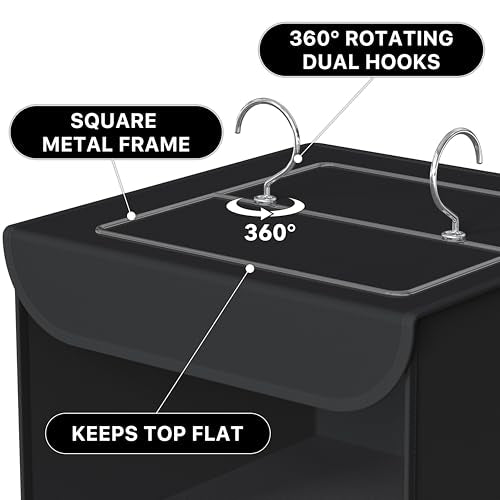 Simple Houseware 3-Shelf Hanging Closet Organizer, Fabric Storage Shelves with 57L Capacity, Black - color: Black