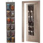 GOMAJI 12 Large Pockets Over The Door Hanging Shoe Organizer, LIGHT BROWN COLOR