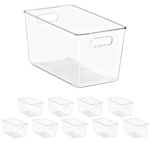 Sorbus Clear Storage Bins, 10 Pack X-Large Organization Bins with Handles – Clear Storage Containers for Storage, Pantry, Fridge, Cabinet, Closet & Kitchen Organization – BPA-Free Plastic - color: 10 Pack, size: X-Large, style: Without Lid