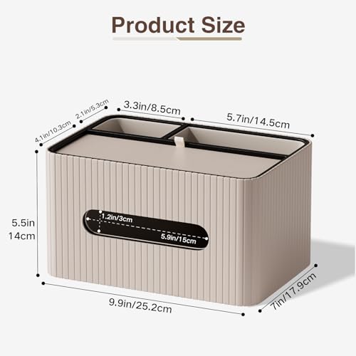 KINGFOM Leather Tissue Box Cover with Storage Tray, Decorative Tissue Box Holder Organizer for Office Desk, Bedroom & Nightstand, Remote Control Holder for Perfume, Watch, Glasses, Pens (Mocha Beige) - color: Mocha Beige