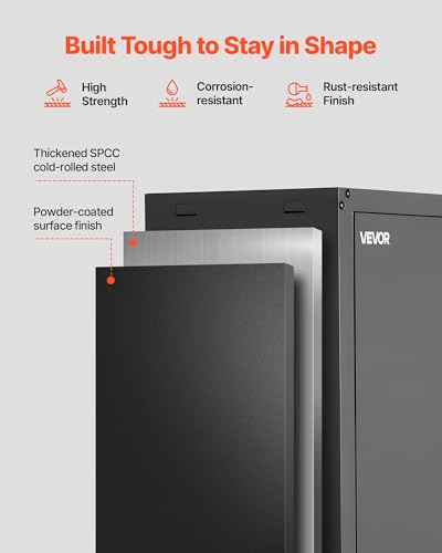 VEVOR Metal Wall Cabinet, 30W x 12.2D x 30H Inch, Steel Floating Hanging Storage Cabinet with Locking Doors and Adjustable Shelf for Garage, Basement, Kitchen, Warehouse Assembly Required, Black - style: Foldable 30" Without Open Grid