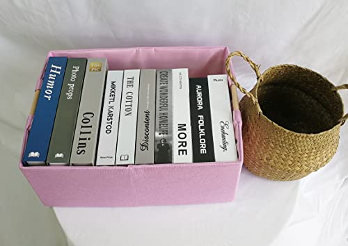 Storage Bin for Shelves Rectangle Closet Baskets Foldable Box with Handles Pink Shelf Baskets Toy Boxes for Home Office Car Dormroom - color: Pink-2pack