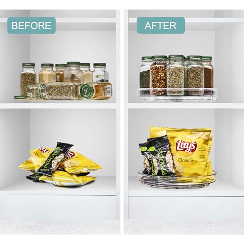 Sorbus 9 Inch Flat Clear Lazy Susan Organizer, Turntable Organizer for Spice Organization for Cabinet, Lazy Susan Turntable for Kitchen, Home, Office, Closet, Laundry Room Organization (4-Pack) - size: Flat 4 Pack
