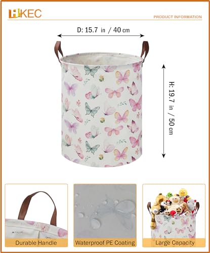 19.7" Butterfly Laundry Basket,Kids Dirty Clothes Hamper,Waterproof Toys Storage Bin,Room Decor,Gift Baskets,Baby Nursery Hamper(Pink Butterfly) - color: Pink Butterfly