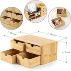 Wisuce Bamboo Desk Drawer Organizer, Desktop Organizer with Drawers Tabletop Storage Organization Box for Office Home Toiletries Supplies Vanity, No Assembly Required(4 Drawes) - style: 4 Drawes