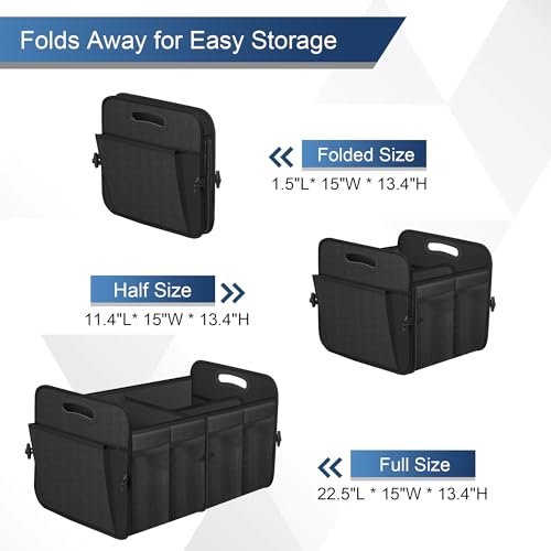 Femuar Car Trunk Organizer, Trunk Storage Organizer with 72L Large Capacity Waterproof Collapsible and 11 Pockets, Trunk Organizer for Suv/Jeep/Sedan, Large Size, Black - color: Black, size: Large