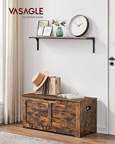 VASAGLE Storage Chest, Storage Bench with 2 Safety Hinges, Farmhouse Style, 15.7 x 39.4 x 18.3 Inches, for Entryway, Bedroom, Living Room, Rustic Brown ULSB061T01 - color: Rustic Brown, size: 39.4''W