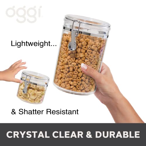 Oggi 4pc Clear Canister Set with Clamp Lids & Spoons - Airtight Food Storage Containers, Ideal for Kitchen & Pantry Storage of Bulk, Dry Food Including Flour, Sugar, Coffee, Rice, Tea, Spices & Herbs - size: 4-Piece Set