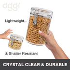 Oggi 4pc Clear Canister Set with Clamp Lids Airtight Containers in Sizes Ideal for Kitchen & Pantry Storage of Bulk, Dry Foods Including Flour, Sugar, Coffee, Rice, Tea, Spices & Herbs (Pack of 3) - size: 4-Piece Set (Pack of 3)
