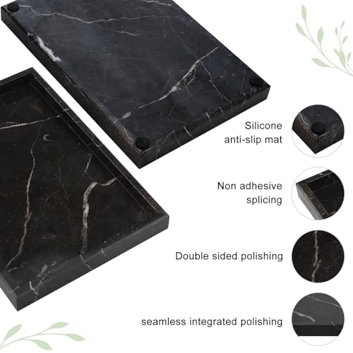 Brown Marble Tray,Pure Natural Vanity Tray,Marble Tray for Kitchen Counter Non-Ceramic/Non-Resin,Stone Trays 12 x 8 inch - color: Brown