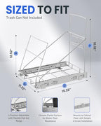 Pull Out Trash Can Under Cabinet Adjustable Trash Can Holder for 7 to 11 Gallon Bin Bottom Mount Slide Out Trash Rack for Narrow Cabinets(Silver, No Bin Included) - color: Silver
