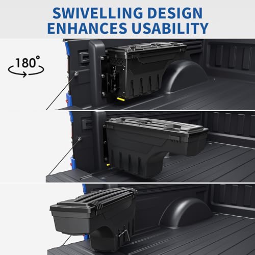 oEdRo Truck Bed Storage Tool Box Fits 2015-2026 Ford F150 Driver Side + Passenger Side, 180 Degree Rotation Rear Tool Boxs with Lockable Lid & Password Padlock, Black Waterproof Wheel Well Storage - size: Driver Side + Passenger Side